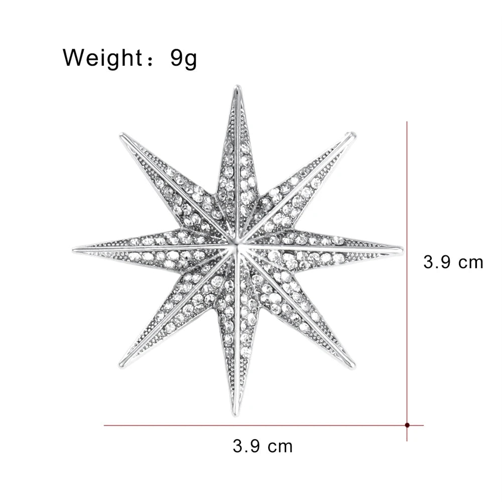 Fashion Simple Glitter Sparkle Star Brooches for Girls Elegant Minimalistic Trendy Jewelry for Women Lady Accessories Wholesale