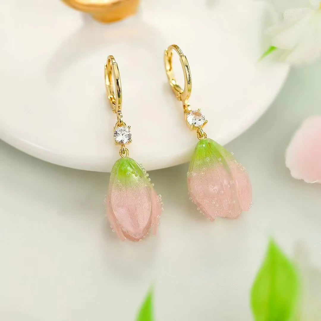 Women Flower Imitation Pearl Decorative Drop Earring Fashion Elegant Sweet Graceful Bulk Jewelry Accessories for Female Daily