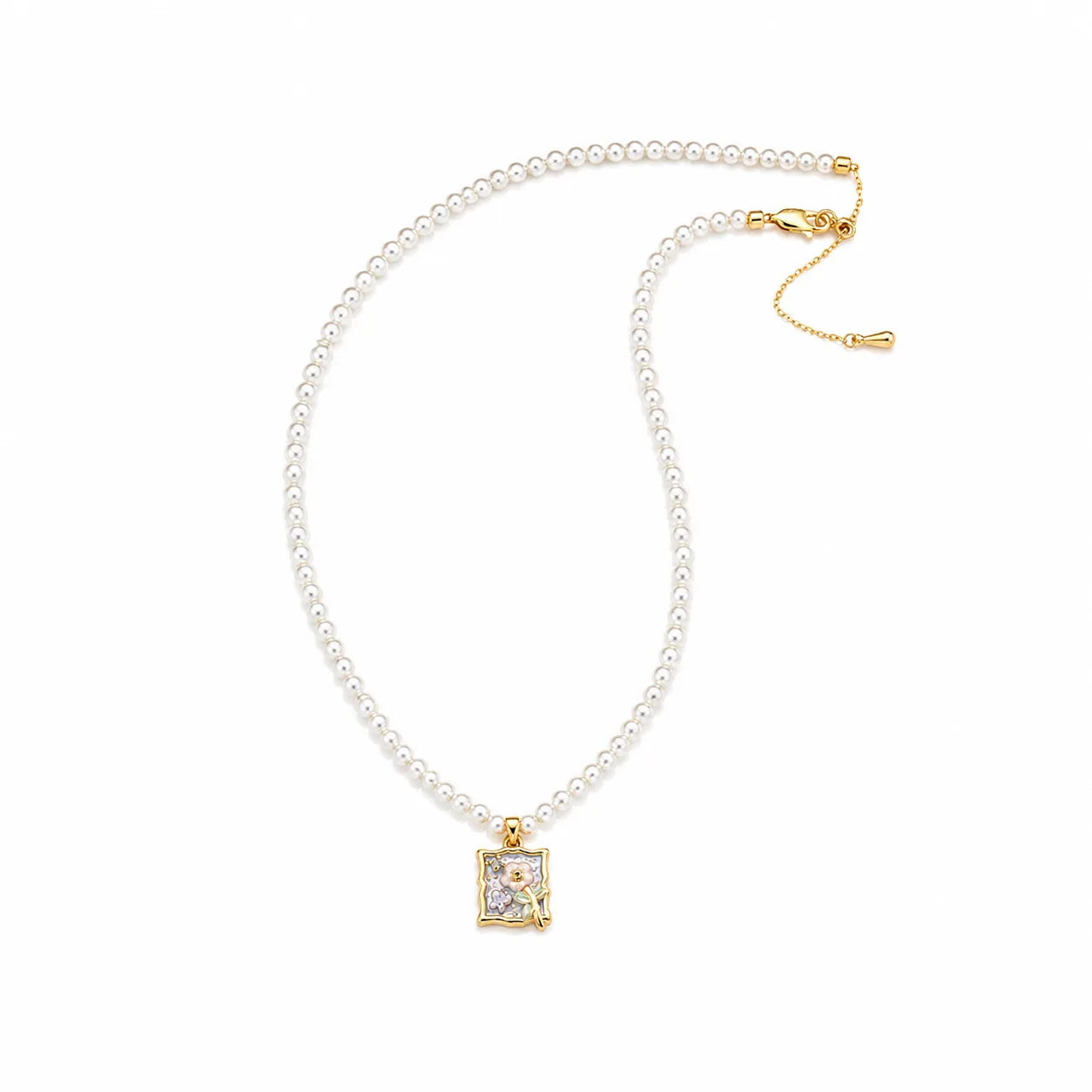 Fashion Copper 18K Gold Pearl Necklaces for Girls Elegant Sweet Drip Glaze Jewelry for Women Ladies Wholesale Manufacturer