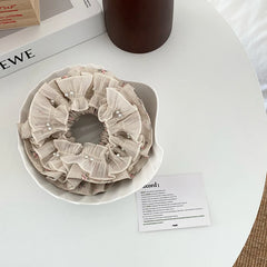 Hot Sale Imitation Pearl Flower Large Scrunchies Fashion Elegant Multibulk Direct Sale in Stock Hair Ties for Women Daily Office