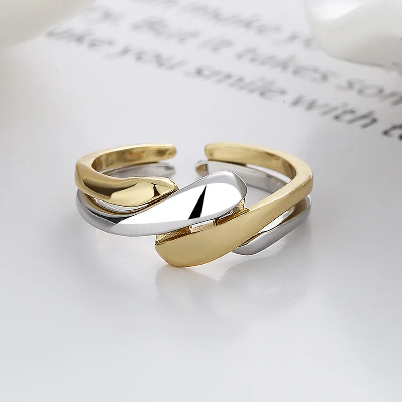 2PCS Fashionable Twisted Rings for Women Irregular Water Ripple Opening Rings Simple Best Seller Accessories Bulk Europe America