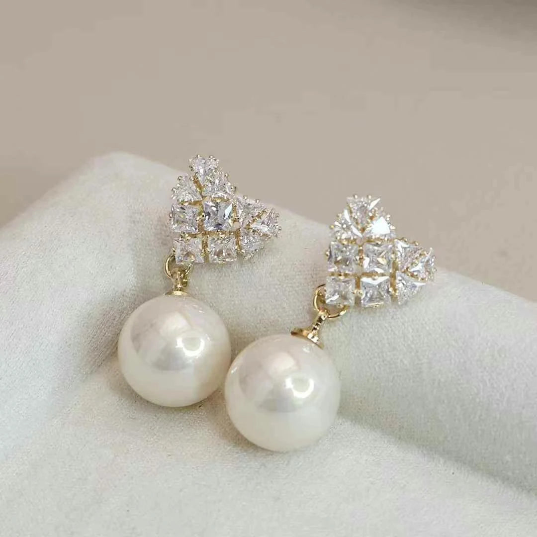 Women New Design Imitation Pearl Heart Decorative Small Drop Earring Elegant Trendy Glamorous Bulk Jewelry Accessories for Daily
