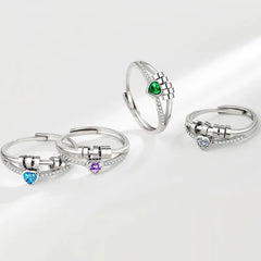 Hot Sale Heart-shaped Rotating Rings Zircon-encrusted Double-layer Lines Personality Ring for Women Europe American Accessories