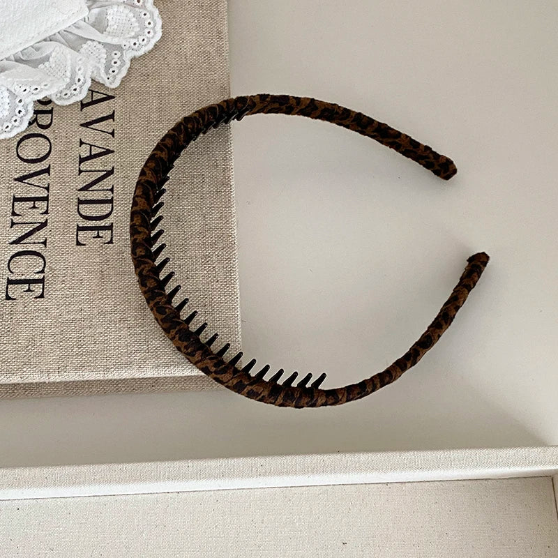 Women Brown Crom Wide Slim Hairbands Fashion Vintage Chic Autumn Winter Headbands Scrunchies Set Accessories for Female Causal