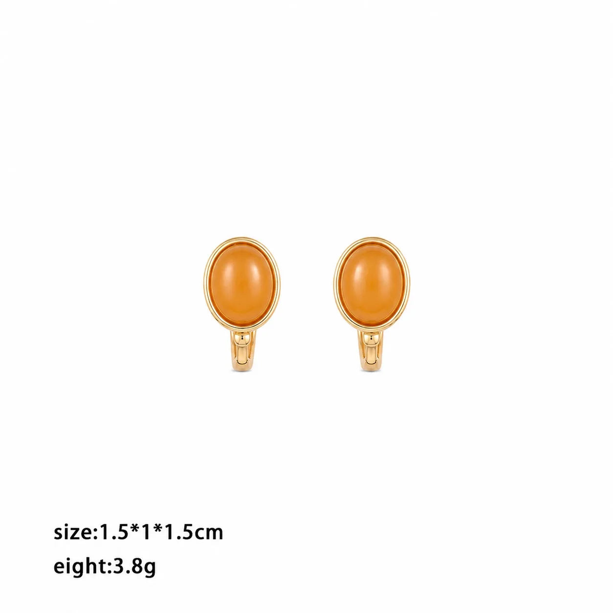Women Orange Resin 18k Gold-plated Ear Clips Fashion Elegant Dainty Charms Factory Price Low MOQ in Stock Jewelry for Female