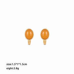 Women Orange Resin 18k Gold-plated Ear Clips Fashion Elegant Dainty Charms Factory Price Low MOQ in Stock Jewelry for Female