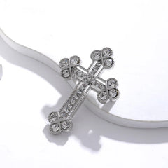 Fashion Glitter Gothic Sparkle Cross Trendy Brooches for Girls Glamorous Charms Pins Jewelry for Women Ladies Accessories Chic