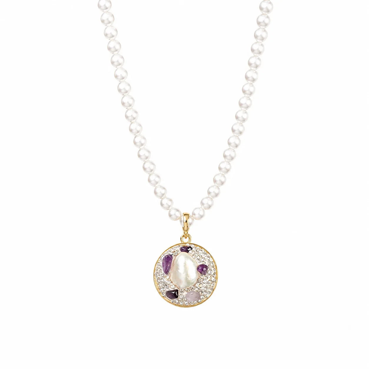 Female Freshwater Pearl Drip Glaze Hand-Painted Natural Stone Zircon Blue Necklace Factory Price in Stock Elegant Jewelry Causal