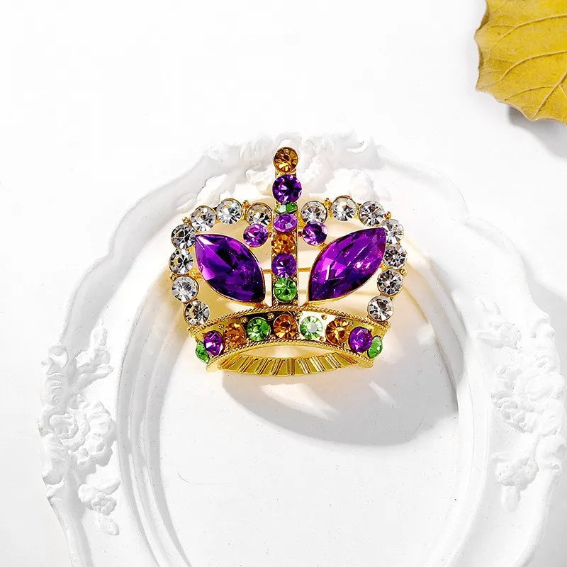 Fashion Glitter Sparkle Rhinestone Crown Luxury Brooches for Girls Sweet Princess Vintage Jewelry for Women Ladies Accessories