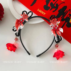 Vintage Chinese Style Glitter Headband for Girls Sweet Cute Hair Accessory for Kids Festive Stock