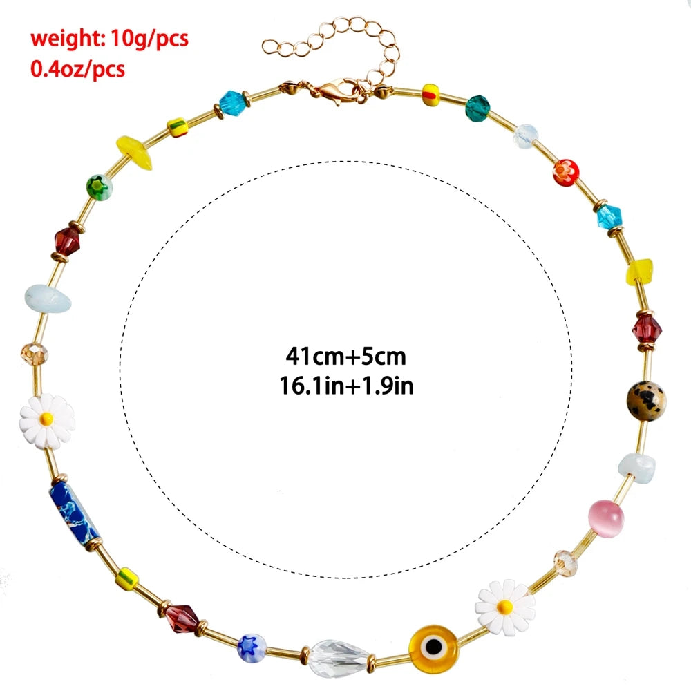 Fashion Beads Flower Sweet Cute Necklaces for Girls Stylish Boho Y2K Jewellry for Women Ladies Accessories Chinese Supplier