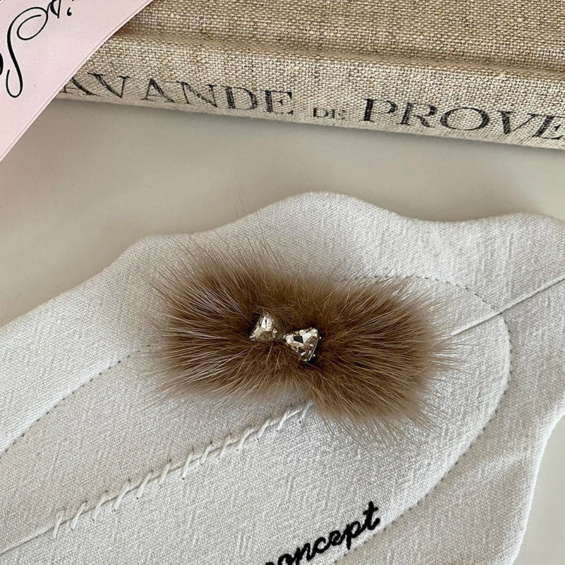 Fashion Fluffy Glitter Bowknot Hair Clips for Girls French Style Elegant Alligators for Kids Children Hair Accessories in Stock