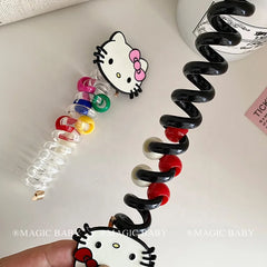Cartoon Kitty Cat Puppy Cute Telephone Wire Hair Ties for Baby Girls Fashion Scrunchies for Kids Children Hair Accessories