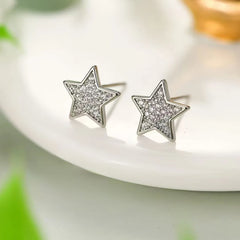 Female Star Bow Shape Hot Sale Small Stud Earring Trendy Fashion Glitter Simple Bulk Jewelry Accessories for Women Daily Causal