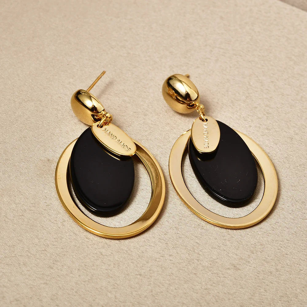 Retro Hoop Earrings Women Leopard Print Geometric Acetate Plate Stud Earrings Light Luxury High-end Fashion Accessories Bulk