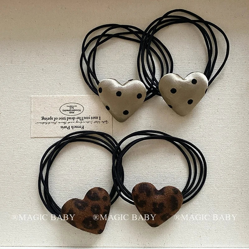Sweet Cute Heart Shaped Scrunchies for Baby Girls Kawaii Classic High Elastic Hair Ties for Kids Children Hair Accessories Chic