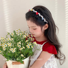 Girls Silver Button Bowknot Chic Headbands Hair Clips Scrunchy Sets Fashion Chic Hair Accessories for Children Thick Thin Hair