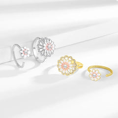 Best Selling Rotating Daisy Rings Elegant Sweet Fashionable with Cubic Zirconia Women's Flower Rings Jewelry Gift Accessory Bulk