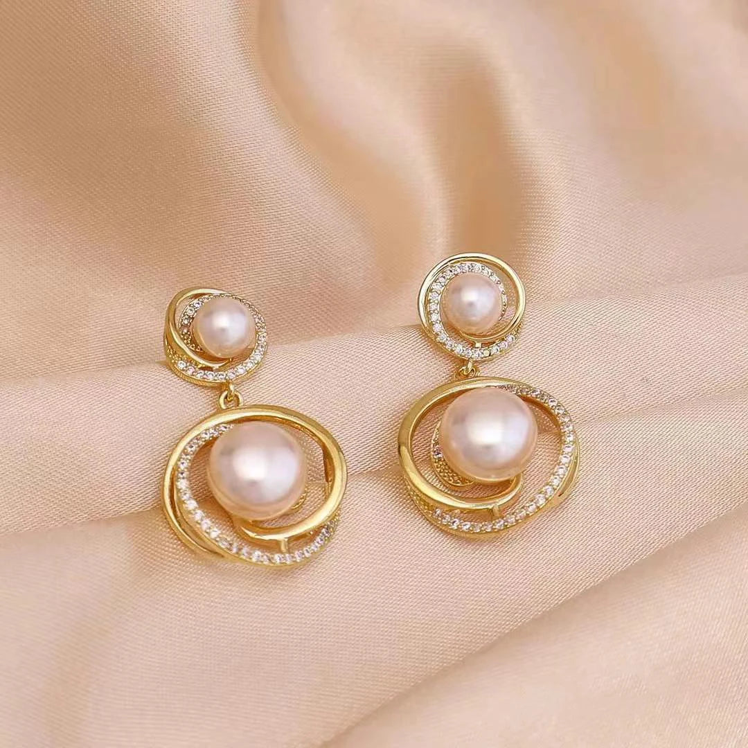 Women Hot Sale Imitation Pearl Heart Decorative Drop Earring Elegant Trendy Luxurious Charms Bulk Jewelry Accessories for Daily