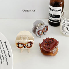 Cute Mini Sweet Dog Hair Claw Clips for Girls Glasses Acryclic Haarspange for Women Ladies Chic Stylish Hair Accessories