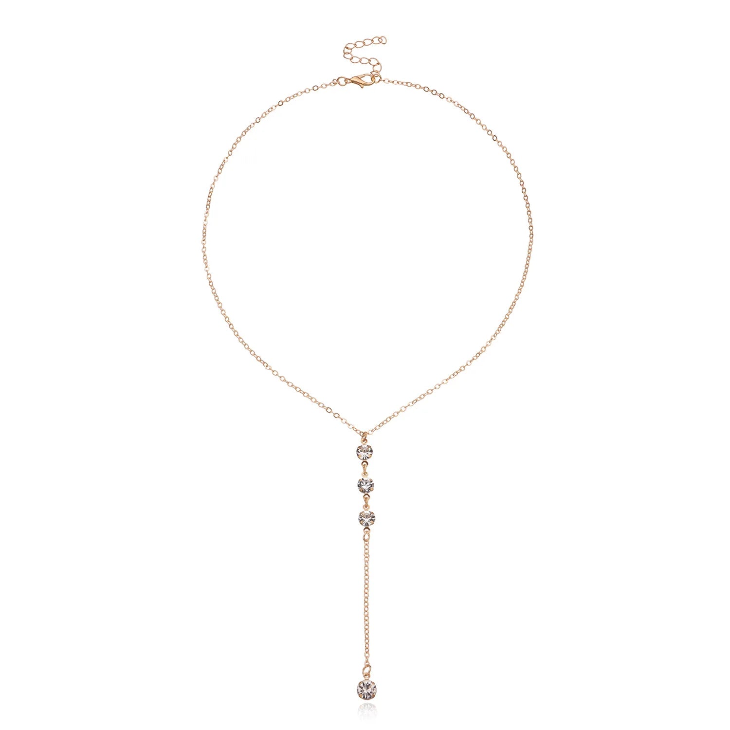 Fashion Simple Minimalistic Rhinestone Glitter Sparkle Necklaces for Girls Sweet Elegant Jewelry for Women Ladies Accessories