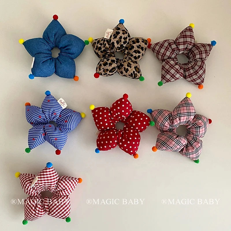 Fashion Star Leopard Polka Dot Scrunchies for Baby Girls Colorful Hair Ties for Kids Children Hair Accessories Chinese Supplier