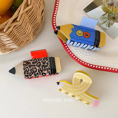 Cute Playful Pencil Shaped Hair Claw Clips for Girls Stripe Fashion Stylish Haarpange for Women Ladies Hair Accessories Trendy