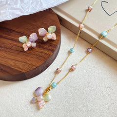 Fashion Butterfly Freshwater Pearl Jewelry Sets for Girls Earrings Necklaces for Women Ladies 18K Gold Copper Wholesale Bulk