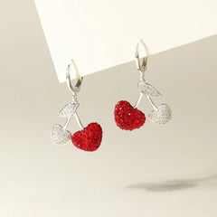 Luxury Glitter Fruits Cherry Drop Earrings for Girls Trendy Latest New Fresh Jewelry for Women Ladies Accessories Wholesale