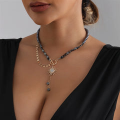 Fashion Beads Glitter Sun Sparkle Necklaces for Girls Elegant Stylish Glamorous Jewelry for Women Ladies Accessories Wholesale