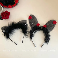 Halloween Headband for Kids Cat Rabbit Rose Skull Spooky Cute Hairband Children Costume Party Hair Accessories Trick or Treat