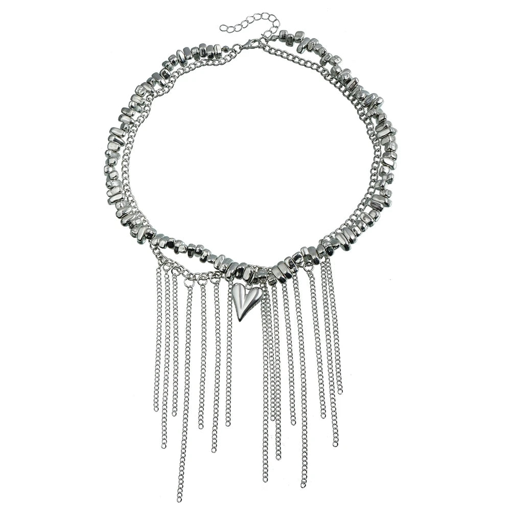 Fashion Simple Steel Beads Tassel Necklaces for Girls Stylish Insta Style Elegant Jewelry for Women Ladies Accessories Wholesale