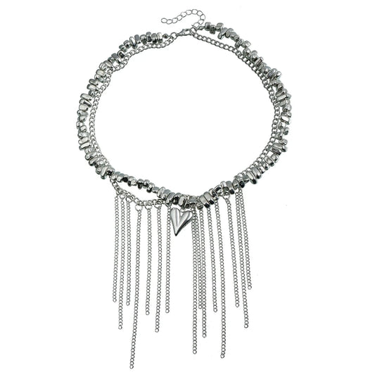 Fashion Simple Steel Beads Tassel Necklaces for Girls Stylish Insta Style Elegant Jewelry for Women Ladies Accessories Wholesale