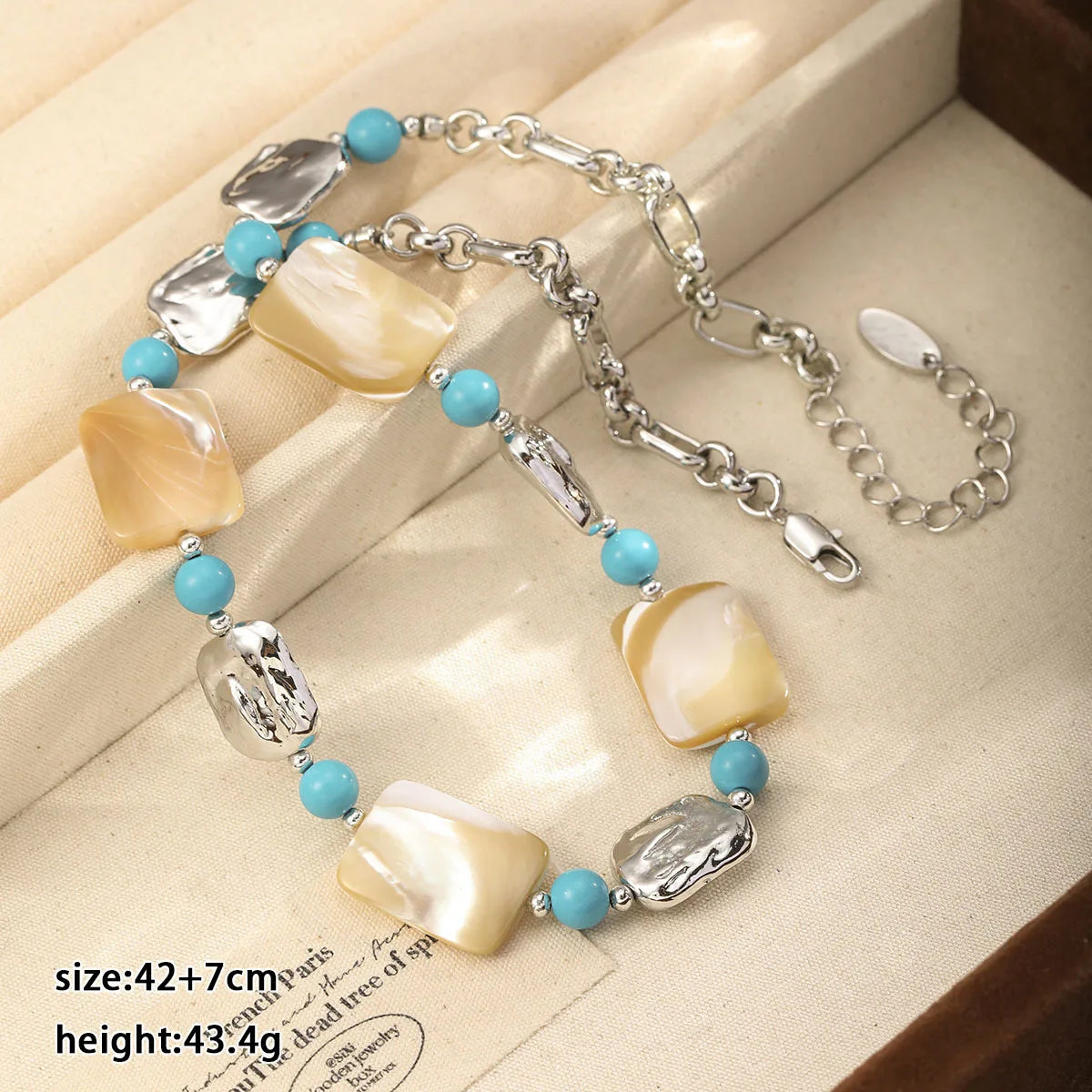 Fashion Blue Turquoise Tiger Eye Stone Necklaces for Girls Vintage Shell Jewelry for Women Ladies Wholesale China Manufacturer