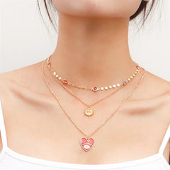 Fashion Heart Shaped Layered Wearing Necklaces for Girls Sweet Elegant Jewellry for Women Ladies Accessories Chinese Supplier
