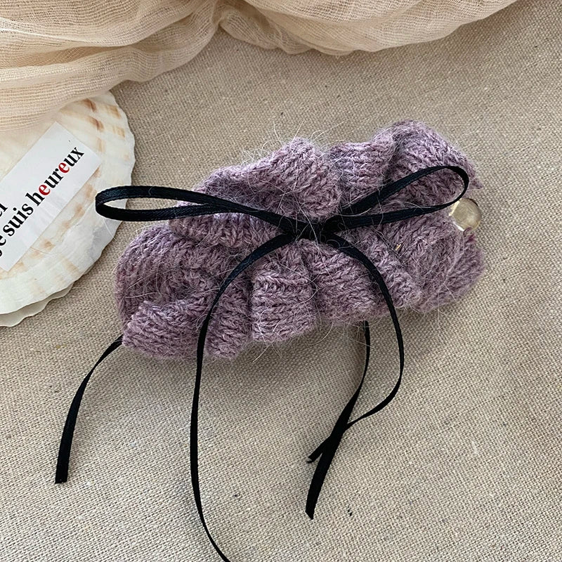 Fashion Ribbon Bowknot Solid Color Winter Hair Clips for Girls Trendy Elegant Banana Clips for Women Ladies Hair Accessories