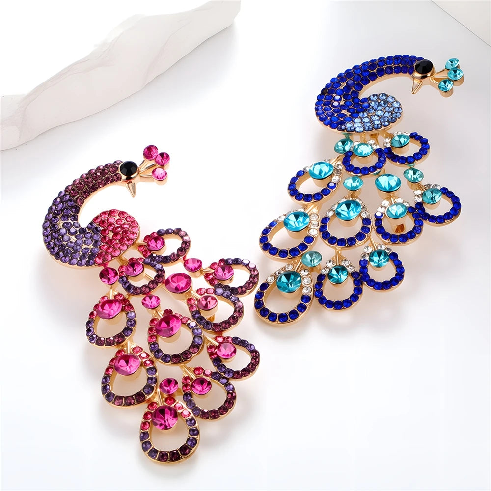 Fashion Glitter Sparking Birds Peacock Brooches for Girls Rhinestone Dainty Pins Jewelry for Women Ladies Accessories Wholesale