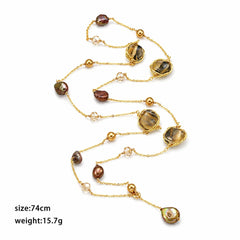 Female Vintage Elegant Glass Glaze Baroque Pearl Necklace Low MOQ in Stock Fashion Trendy Jewelry for Women Daily Party Use