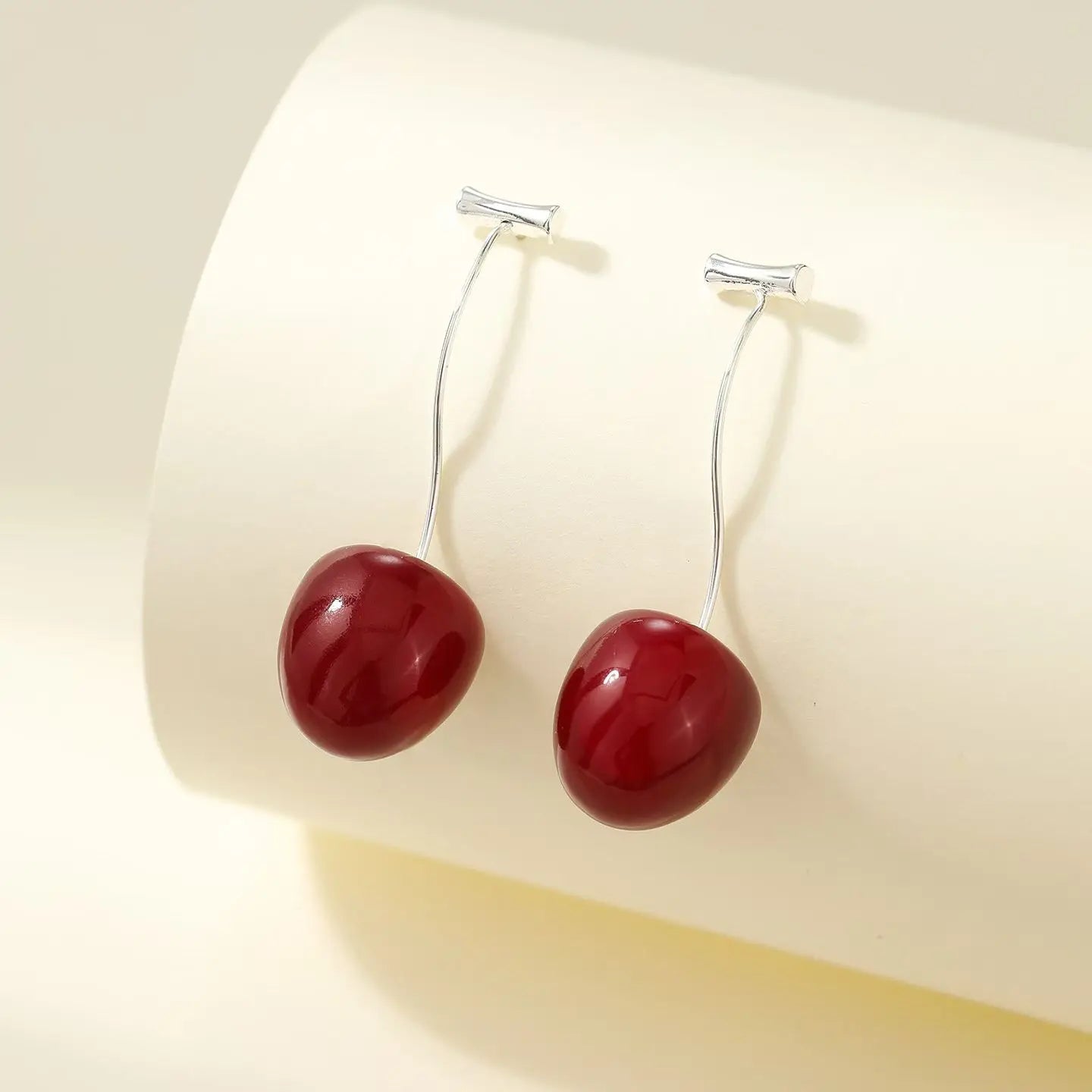 Cute Sweet Fruits Cherry Fashion Drop Earrings for Girls Kawaii Trendy Jewelry for Women Ladies Accessories Chinese Supplier