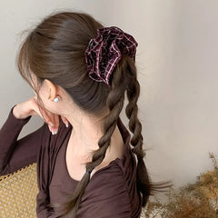 Fashion Plaid Simple Classic Flower Scrunchies for Girls Elegant Graceful Hair Ties for Women Ladies Hair Accessories Trendy
