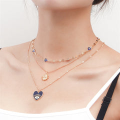 Fashion Heart Shaped Layered Wearing Necklaces for Girls Sweet Elegant Jewellry for Women Ladies Accessories Chinese Supplier