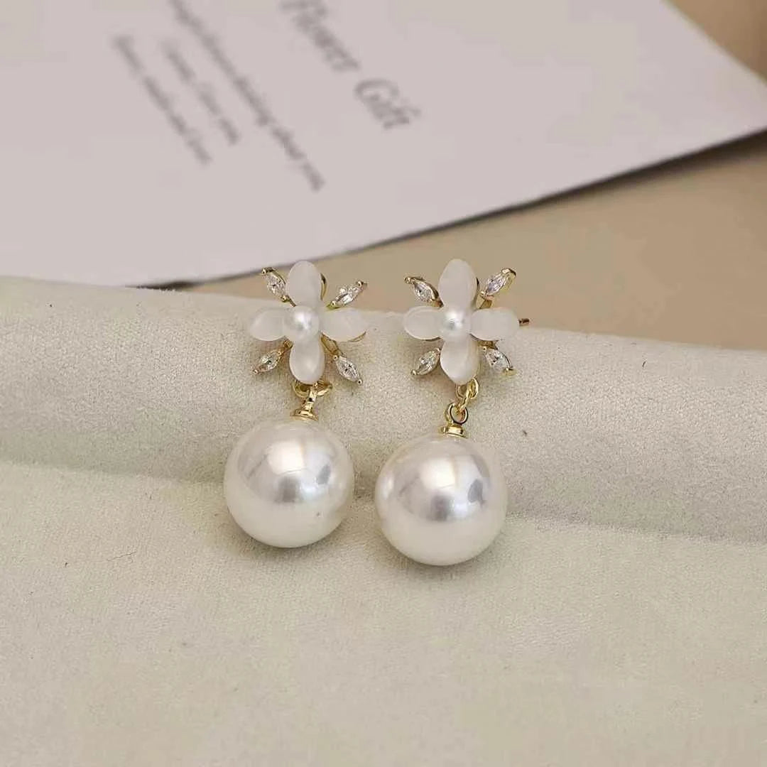 Female Heart Small Rhinestone Imitation Pearl Small Drop Earring Elegant Graceful Fashion Charms Bulk Daily Jewelry Accessories