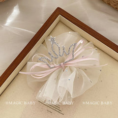 Sweet Princess Style Glitter Crown Bowknto Hair Clips for Baby Girls Elegant Graceful Chic Alligators for Kids Hair Accessories