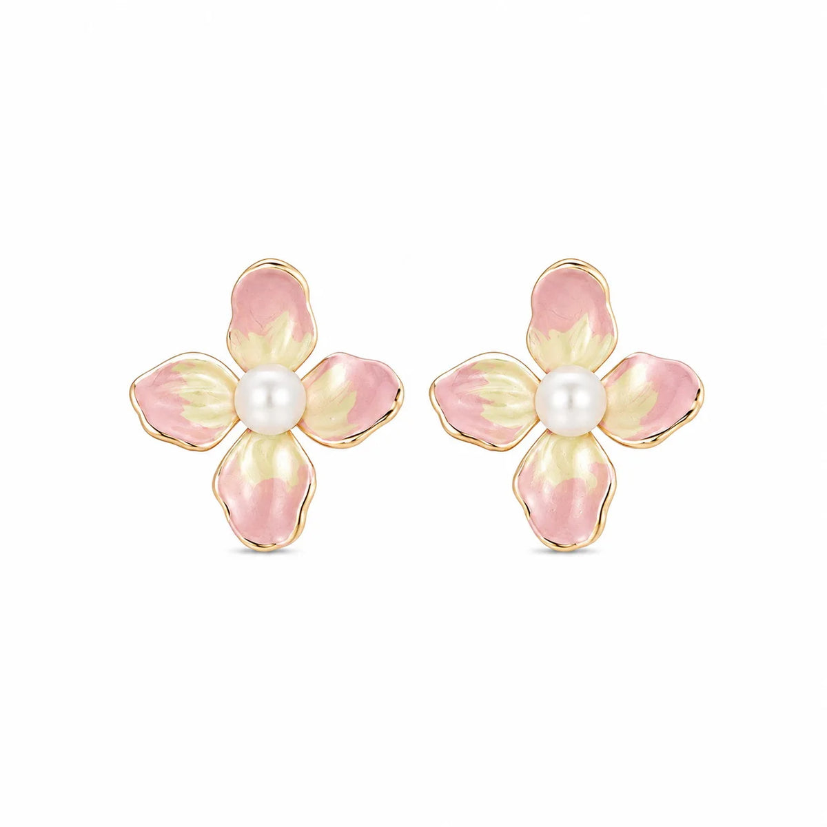 Fashion S925 Silver Freshwater Pearl Flower Stud Earrings for Girls Elegant Copper 18K Gold Plated Jewelry for Women Ladies