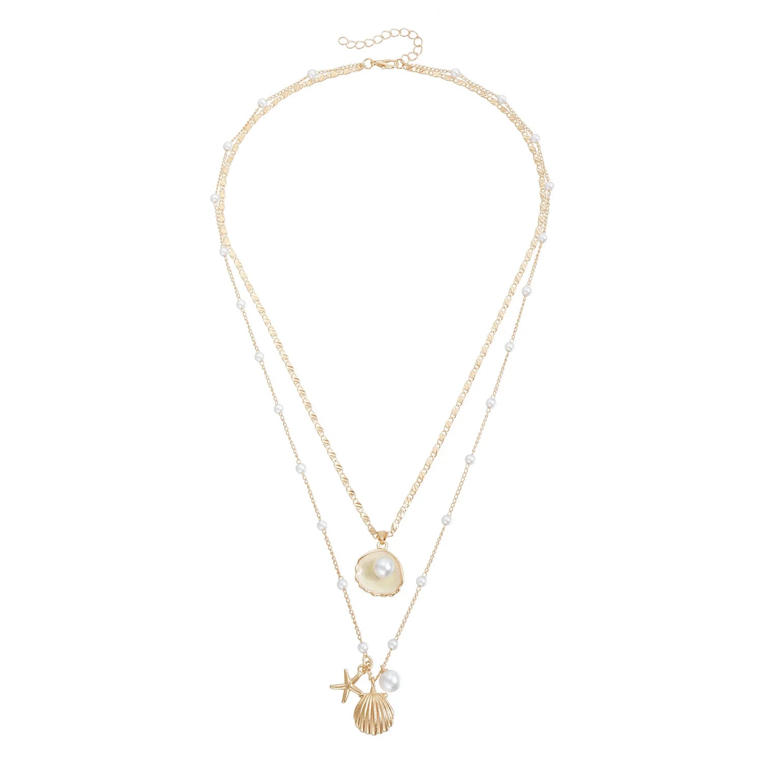 Fashion Layered Wearing Sweater Chain Necklaces for Girls Sweet Sea Ocean Elegant Jewelry for Women Ladies Accessories Wholesale