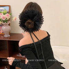 Women French Vintage Hair Ties Adjustable Ribbon Scrunchy Graceful Fashion Hair Rope Minimalistic for Office Use Hair Accessory