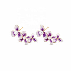 Girls Flower Freshwater Pearl S925 Silver 18k Gold-plated Green Purple Earring Factory Price Low MOQ Trendy Jewelry for Daily