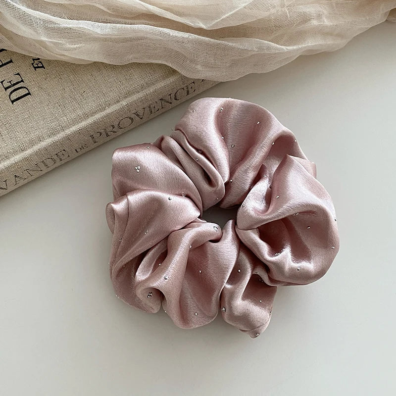 Fashion Satin Lustrous Simple Scrunchies for Girls Minimalistic Solid Color Hair Ties for Women Ladies Hair Accessories Chic