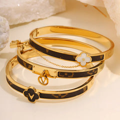New Trendy Leather Bracelet with Chain Strips High-end Light Luxury Bangles Fashionable Jewelry Women's Accessories Wholesales