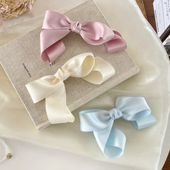 Gilry Elegant Bowknot Barrette Clips Fashion Solid Color Hairpins Accessories for Children's Daily School Sports Made of Fabric